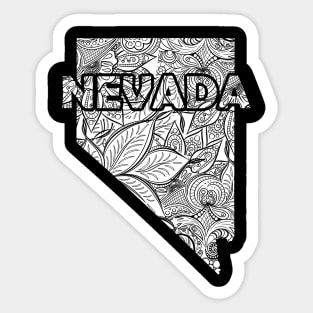 Mandala art map of Nevada with text in white Sticker